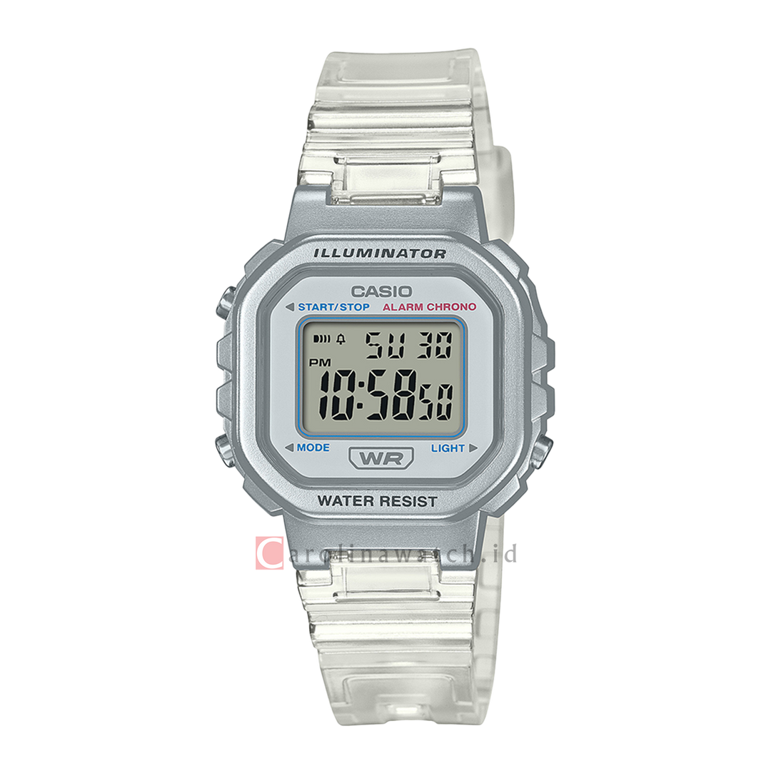Jam Tangan Casio General LA-20WHS-7A Women Digital Dial White Transparent Resin Band