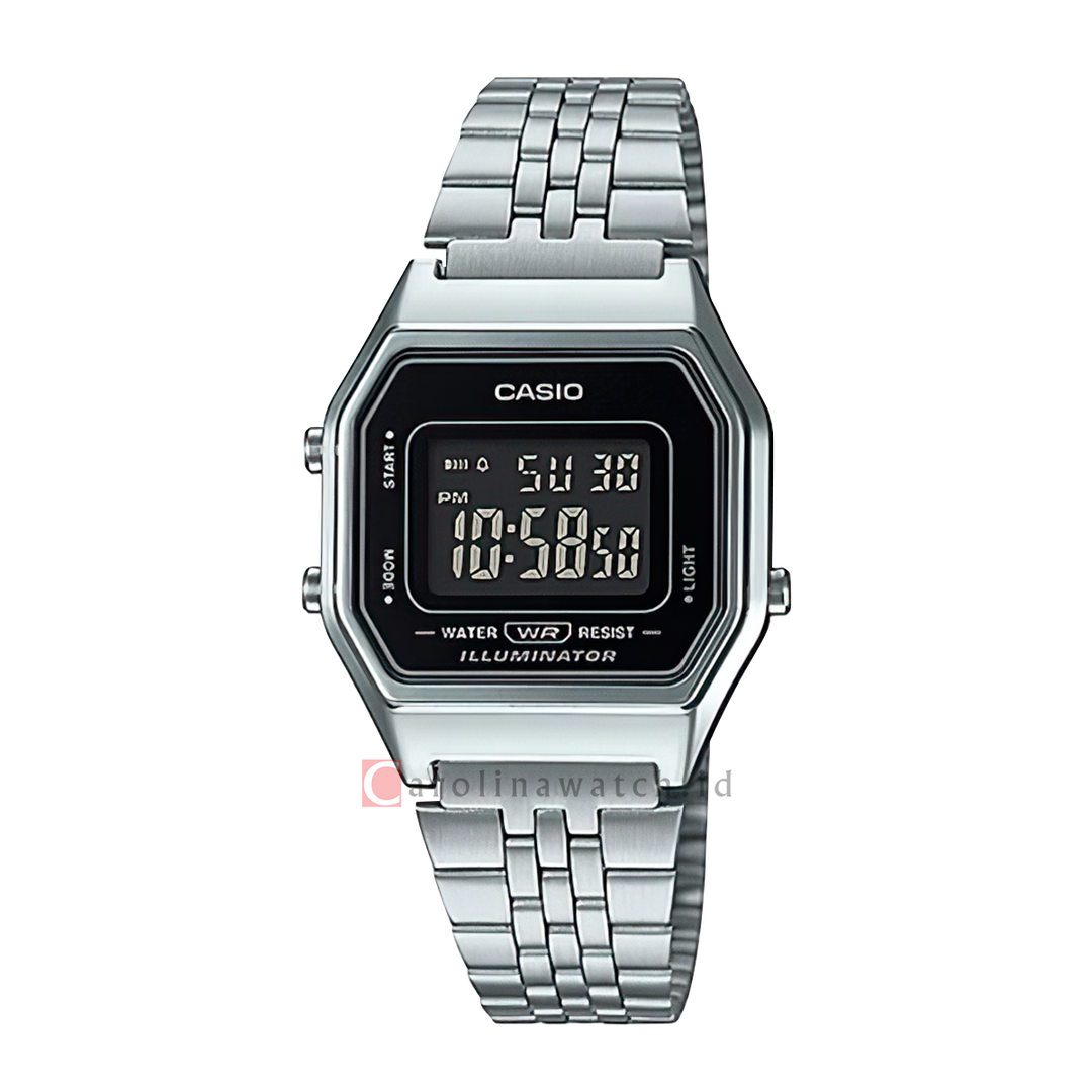 Jam Tangan Casio Vintage LA680WA-1B Women Black Digital Dial Stainless Steel Band