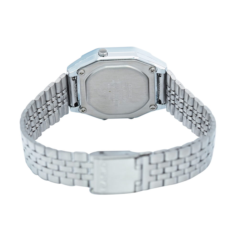 Jam Tangan Casio Vintage LA680WA-1B Women Black Digital Dial Stainless Steel Band