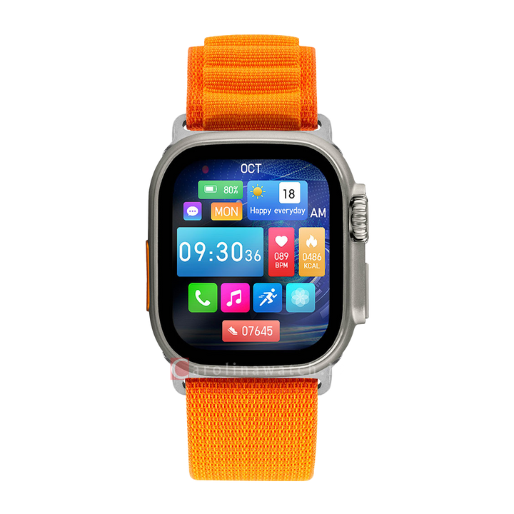 Jam Tangan LEE COOPER Smartwatch LC.SM.3.13 Unisex Digital Dial Orange Fabric Strap