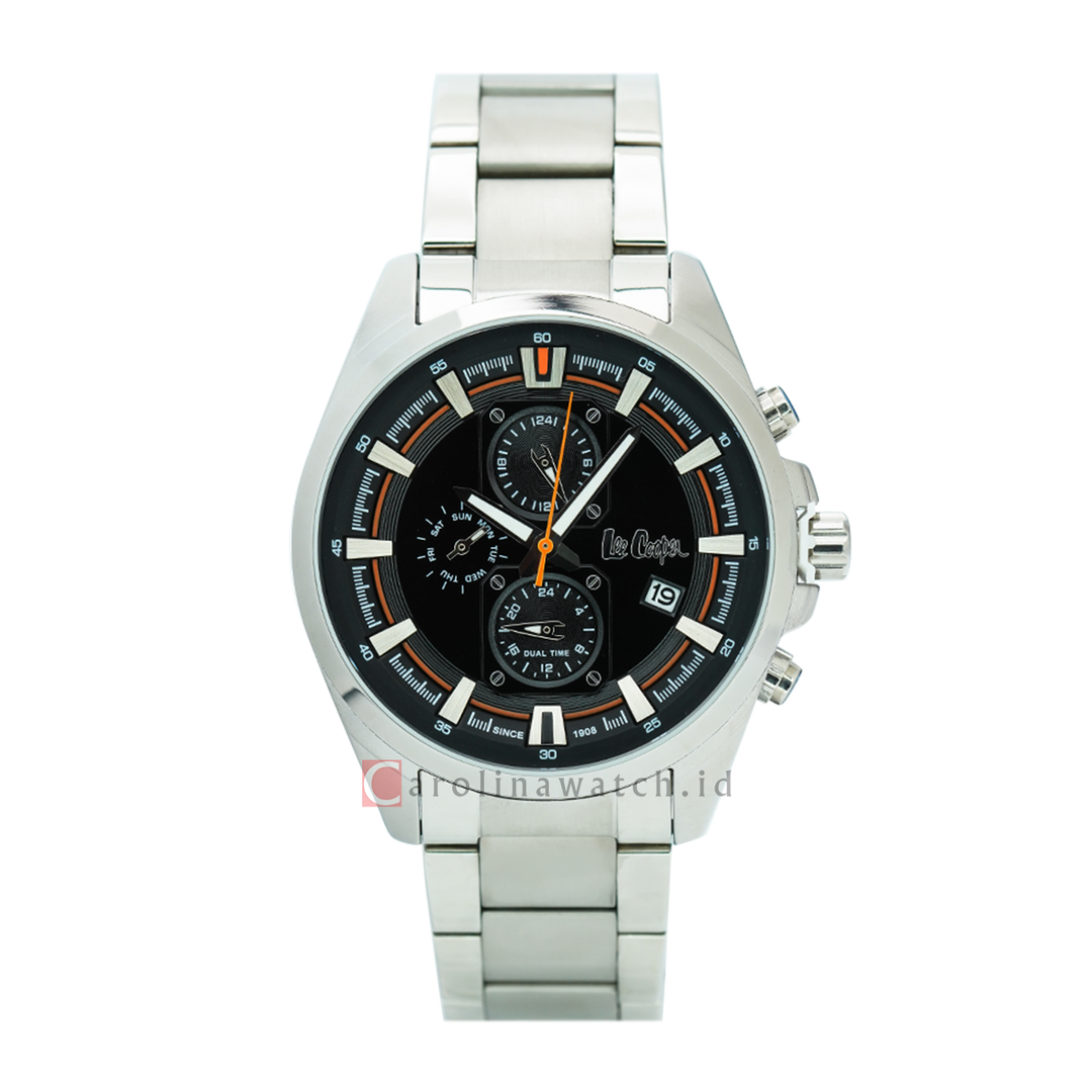 Jam tangan LEE COOPER LC06707.350 Black Dial Silver Stainless Steel Strap