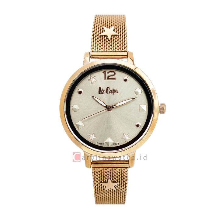 Jam Tangan LEE COOPER LC06877.410 Women Gold Dial Stainless Steel Strap