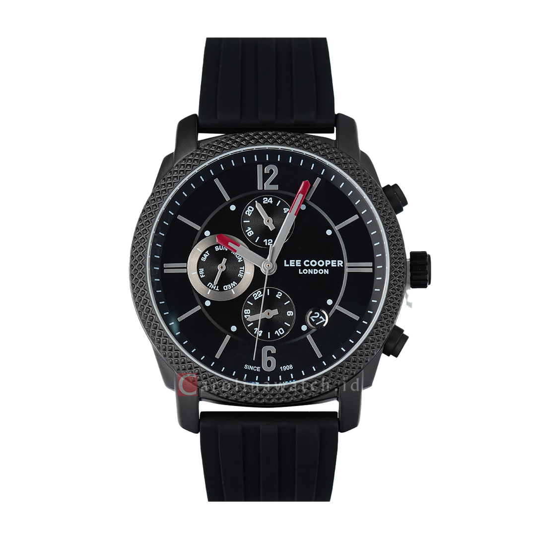 Jam Tangan LEE COOPER LC07428.651 Men Black Dial Rubber Strap