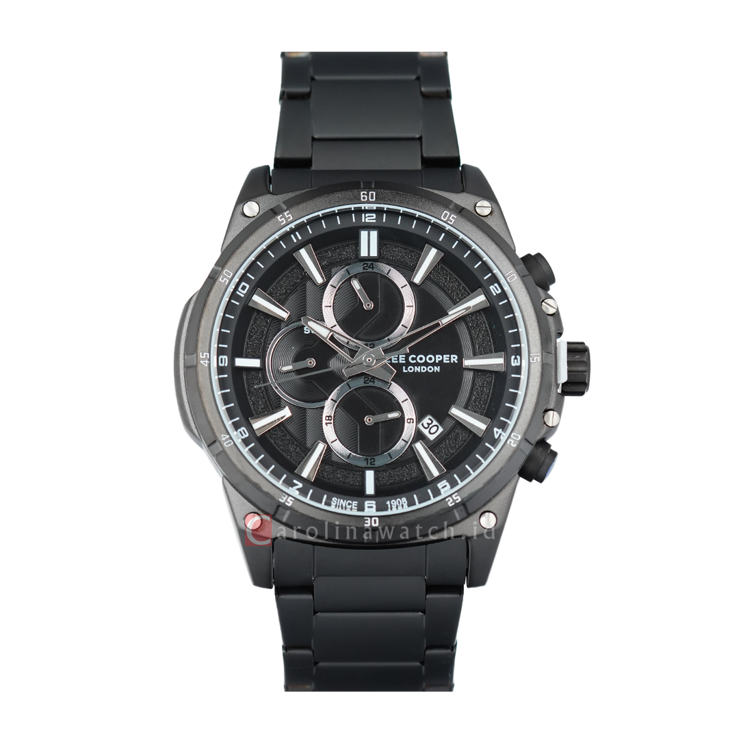 Jam Tangan LEE COOPER LC07490.650 Men Black Dial Stainless Steel Strap