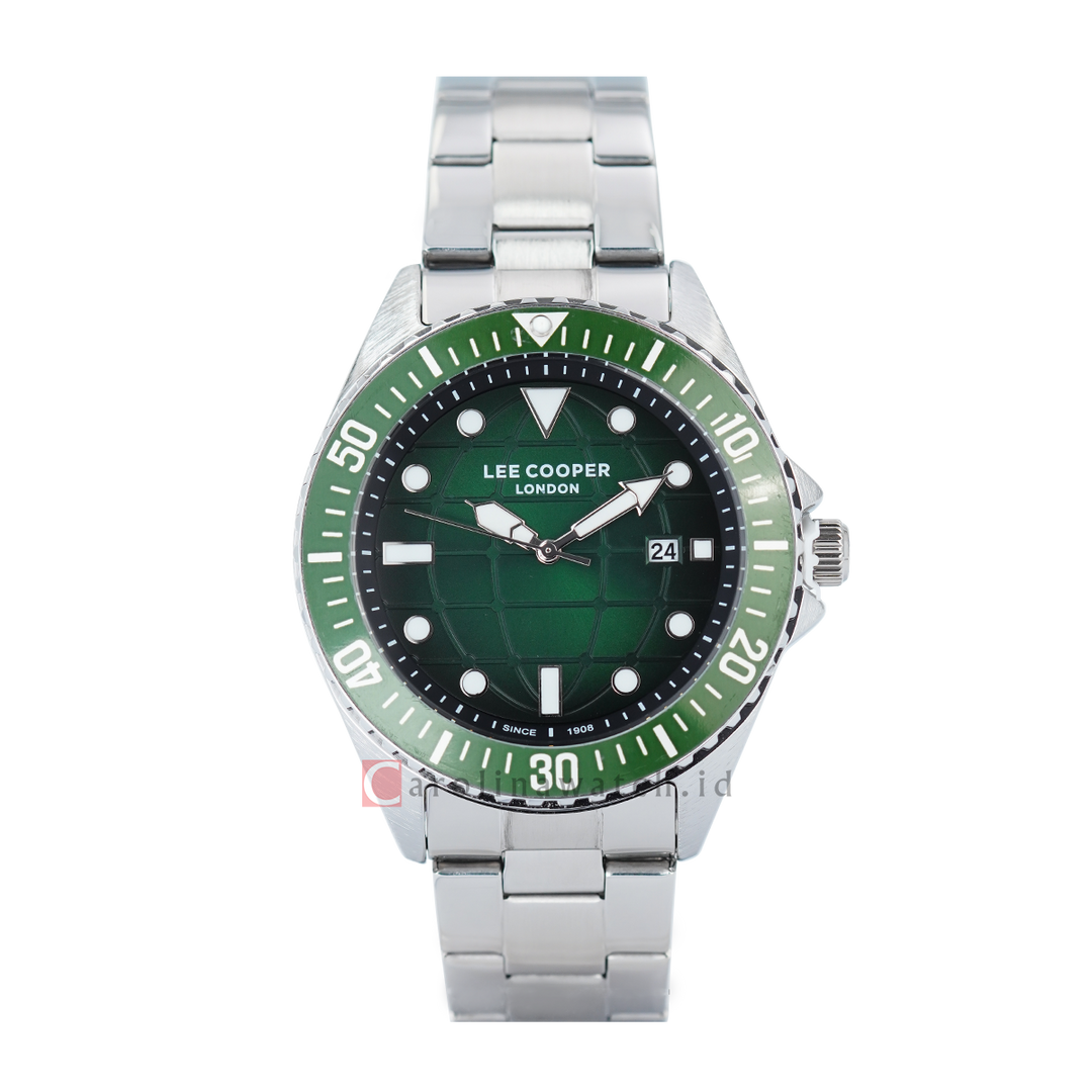 Jam Tangan LEE COOPER LC07541.370 Men Black Green Dial Stainless Steel