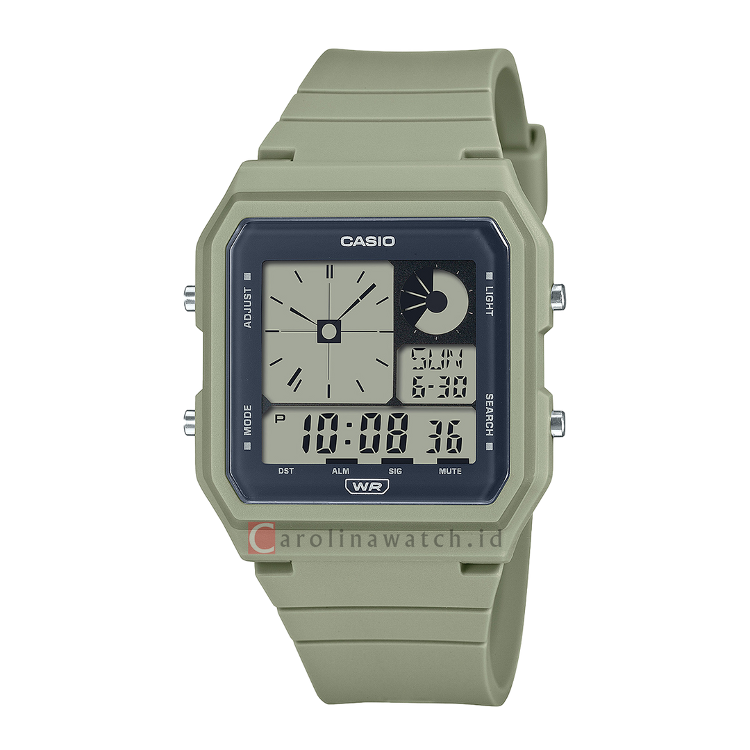 Jam Tangan Casio General LF-20W-3A Unisex Pop Series Laurel Green Resin Band