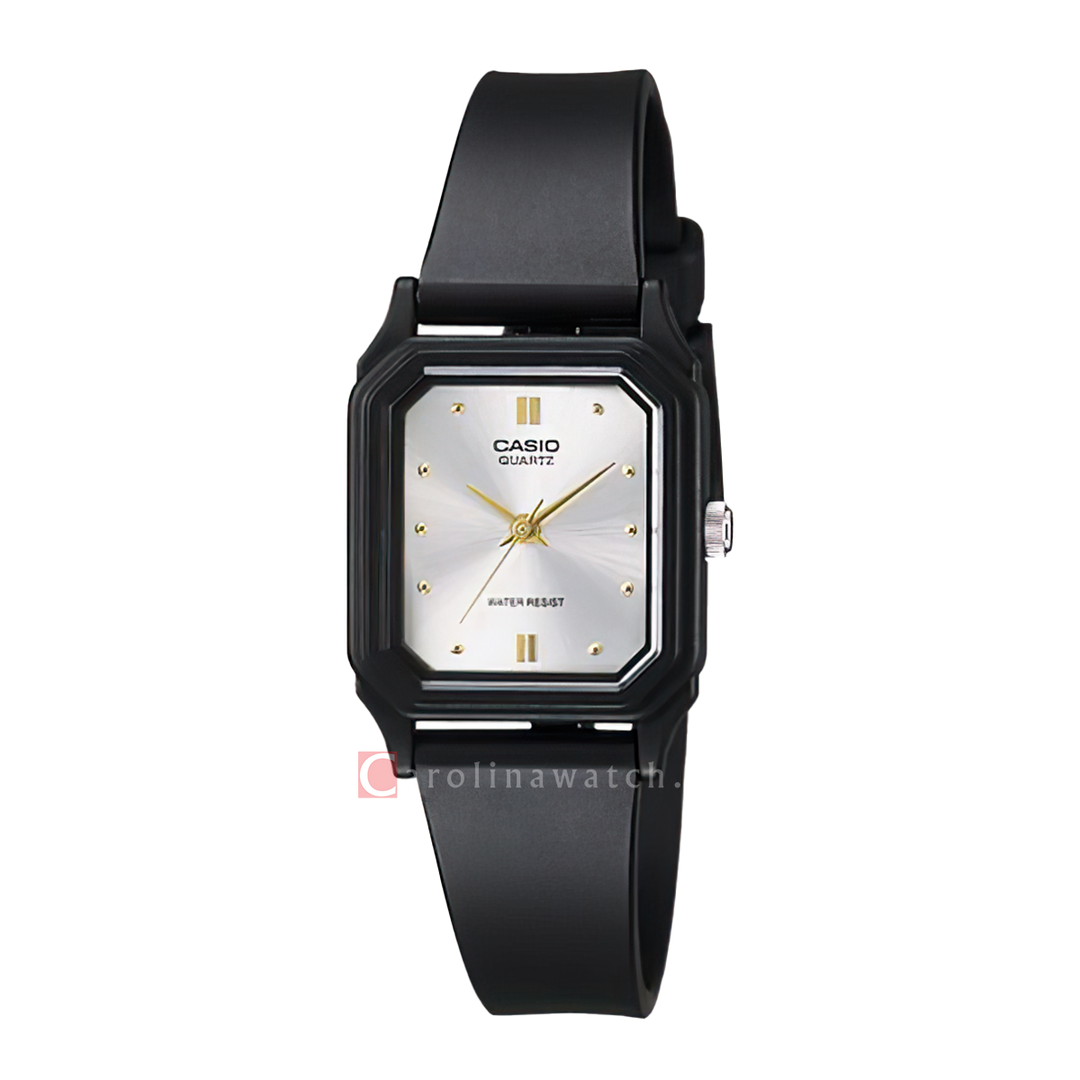 Jam Tangan Casio POP LQ-142E-7A Women Silver Dial Black Resin Band