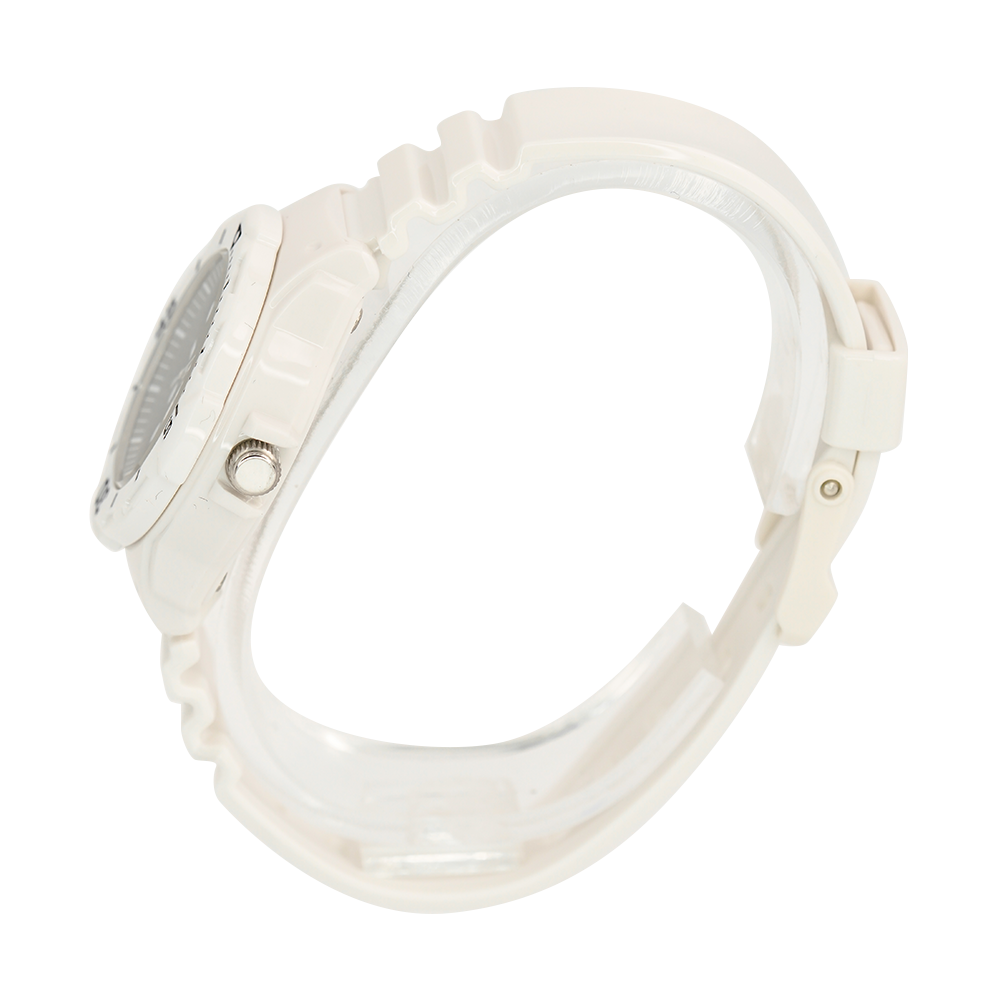 Jam Tangan Casio Youth LRW-200H-1E Women Black Dial White Resin Band