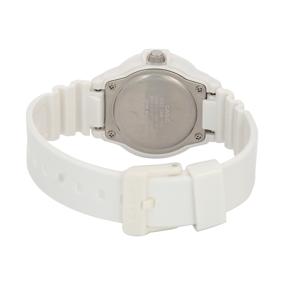 Jam Tangan Casio Youth LRW-200H-1E Women Black Dial White Resin Band