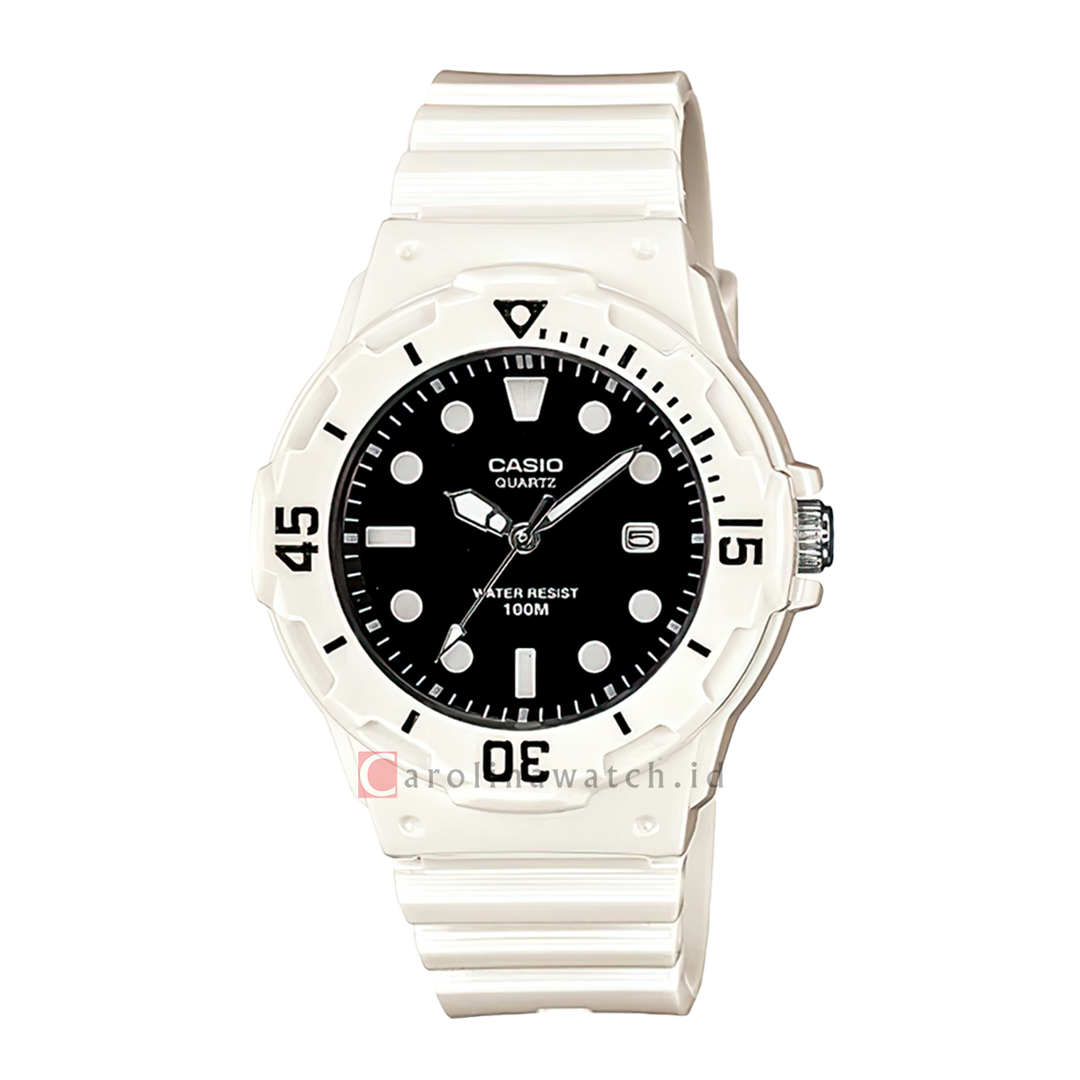 Jam Tangan Casio Youth LRW-200H-1E Women Black Dial White Resin Band