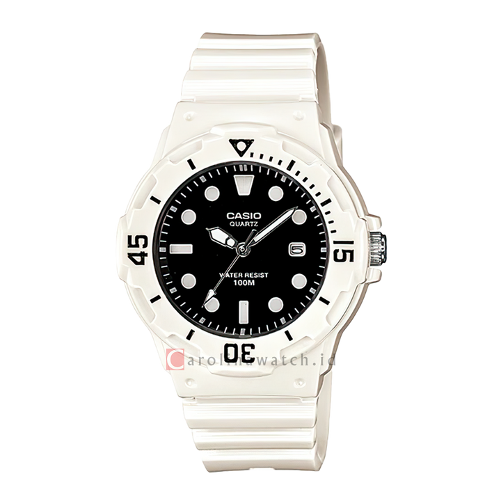 Jam Tangan Casio Youth LRW-200H-1E Women Black Dial White Resin Band