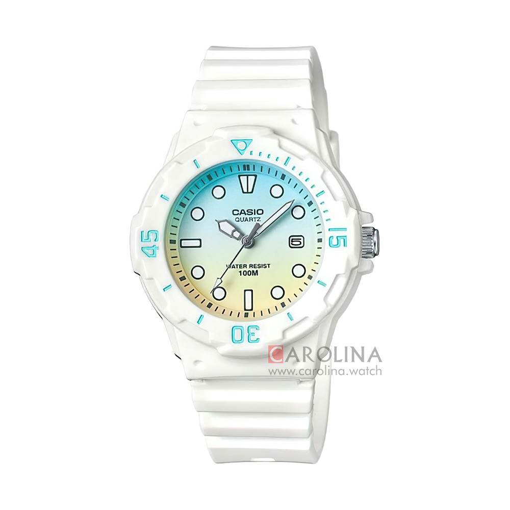 Jam Tangan Casio General LRW-200H-2E2 Women Dual Tone Dial White Resin Band