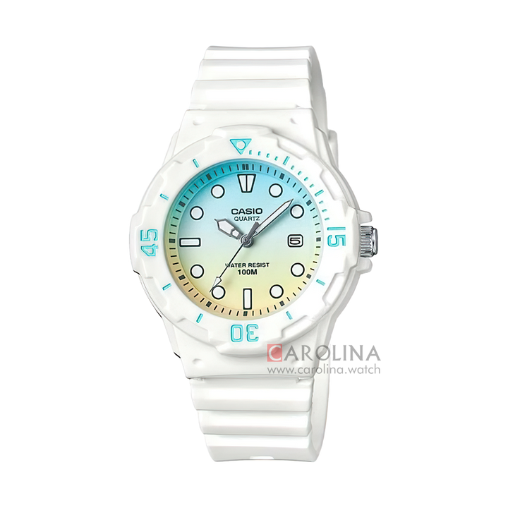 Jam Tangan Casio General LRW-200H-2E2 Women Dual Tone Dial White Resin Band
