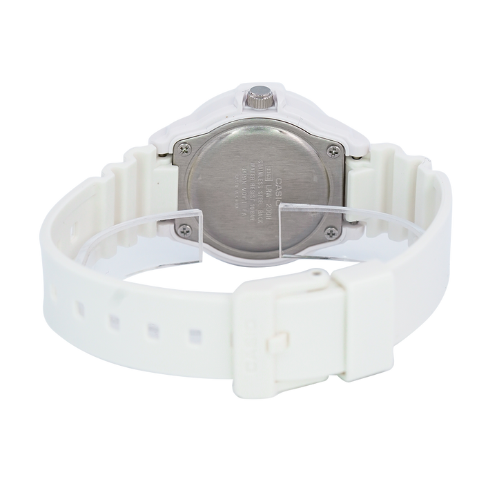 Jam Tangan Casio POP LRW-200H-3C Women White Green Patterned Dial White Resin Band