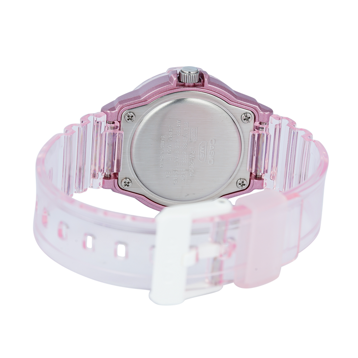 Jam Tangan Casio POP LRW-200HS-4E Women Pink Dial Pink Translucent Resin Band