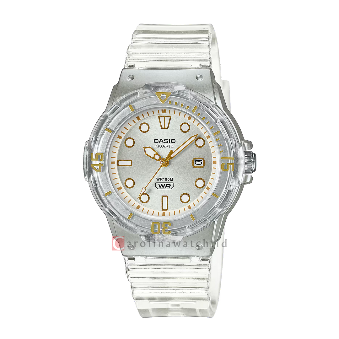 Jam Tangan Casio POP LRW-200HS-7E Women Silver Dial White Translucent Resin Band