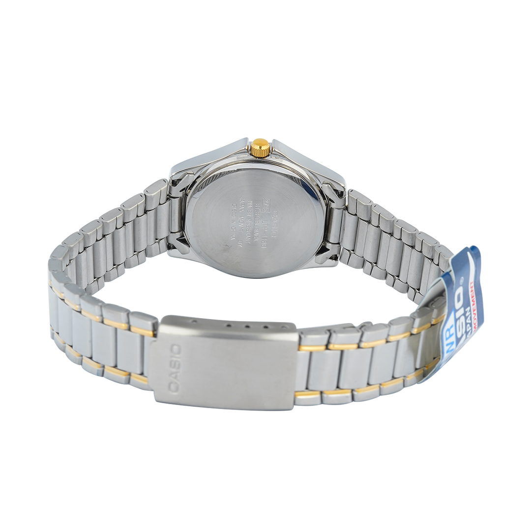 Jam Tangan Casio General LTP-1183G-7A Women Silver Dial Dual Tone Stainless Steel Band