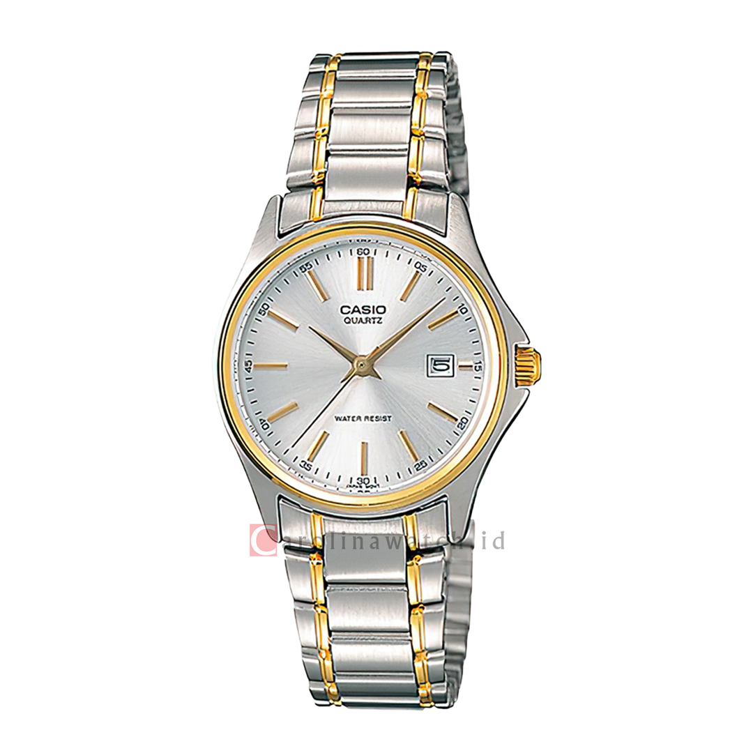 Jam Tangan Casio General LTP-1183G-7A Women Silver Dial Dual Tone Stainless Steel Band