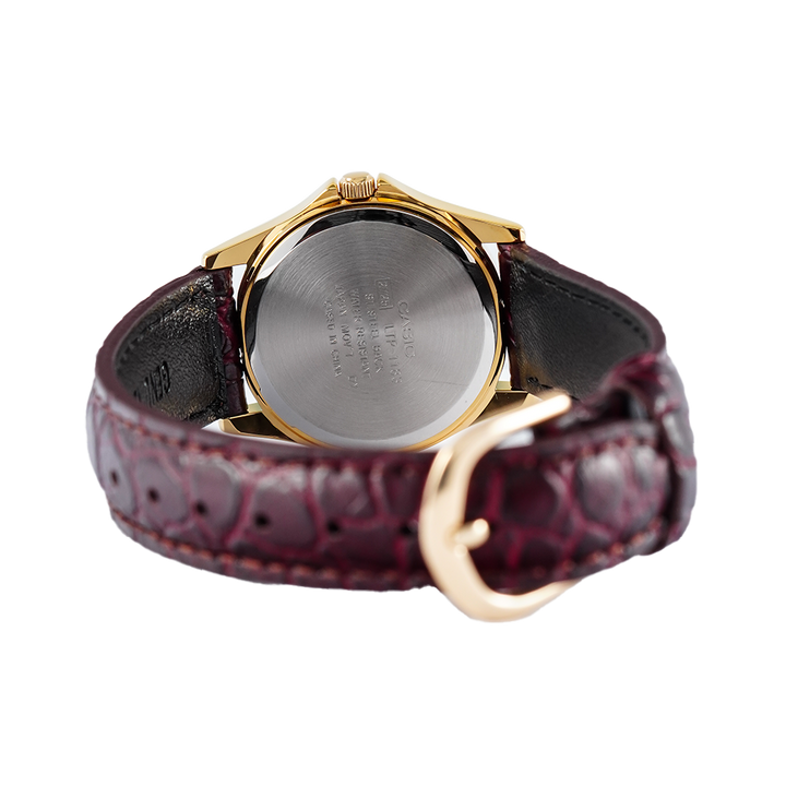 Jam Tangan Casio General LTP-1183Q-7A Women White Dial Dark Brown Leather Band