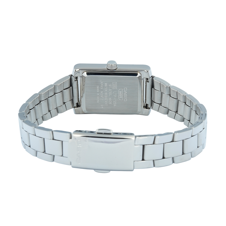 Jam Tangan Casio General LTP-1234DS-4A Tank Women Mother of Pearl Dial Stainless Steel Band