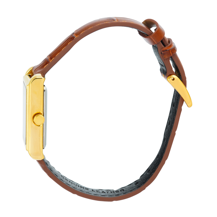 Jam Tangan Casio General LTP-1234GLL-7A Tank Women Silver Dial Brown Leather Band