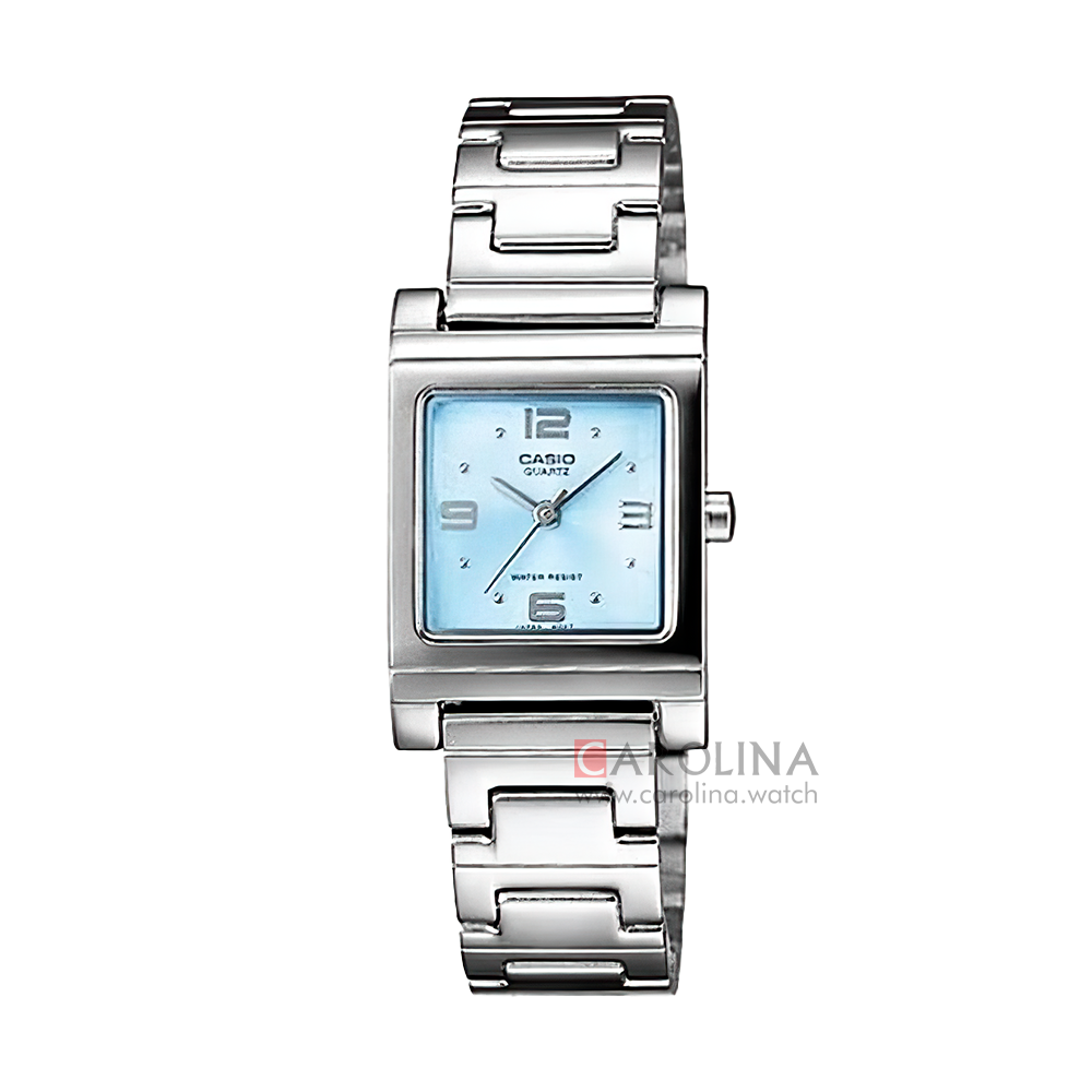 Jam Tangan Casio General LTP-1237D-2A Women Light Blue Dial Stainless Steel Band