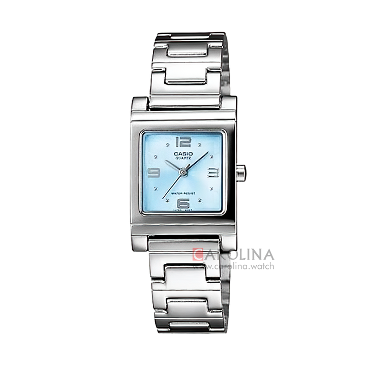 Jam Tangan Casio General LTP-1237D-2A Women Light Blue Dial Stainless Steel Band