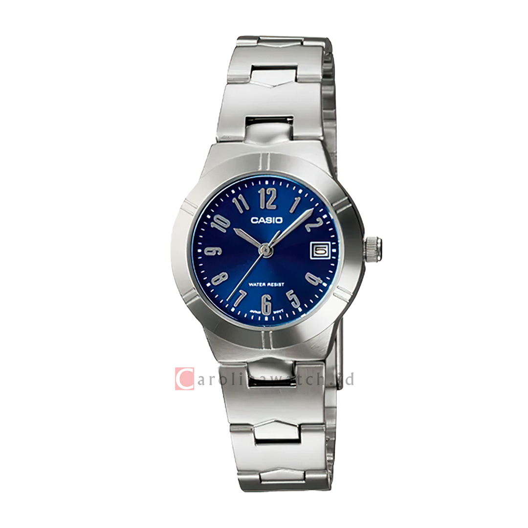Jam Tangan Casio General LTP-1241D-2A2 Women Blue Dial Stainless Steel Band