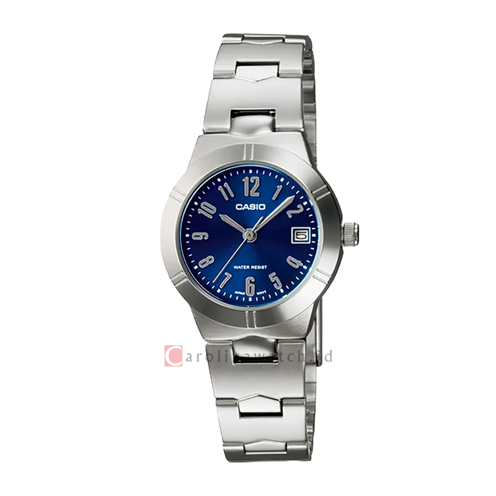 Jam Tangan Casio General LTP-1241D-2A2 Women Blue Dial Stainless Steel Band