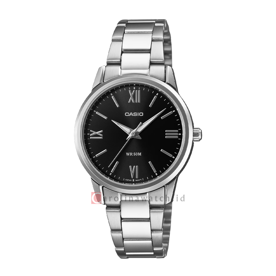 Jam Tangan Casio General LTP-1303DD-1A Women Black Dial Stainless Steel Band