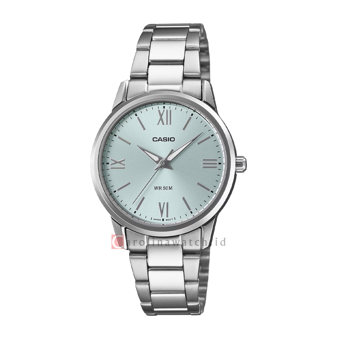 Jam Tangan Casio General LTP-1303DD-2A Women Turquoise Dial Stainless Steel Band
