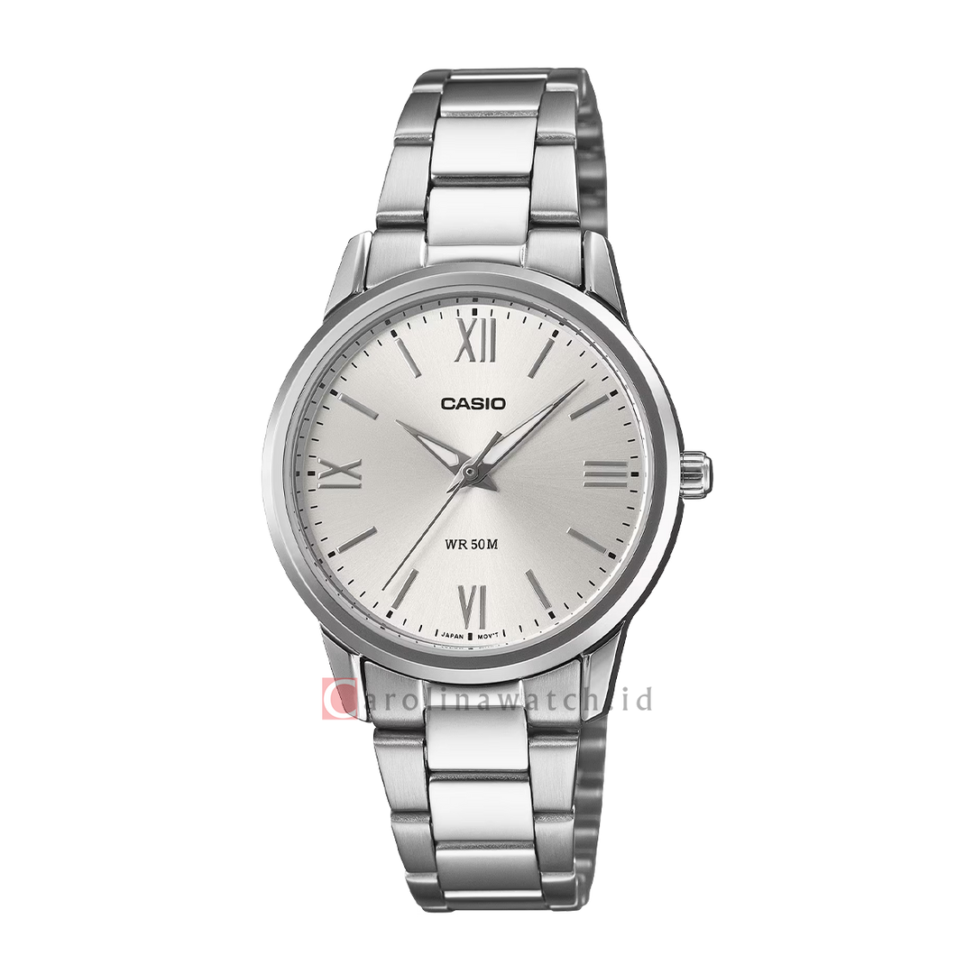 Jam Tangan Casio General LTP-1303DD-7A Women Silver Dial Stainless Steel Band