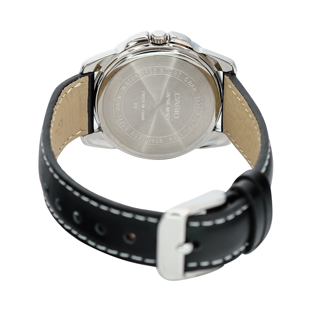 Jam Tangan Casio General LTP-1314L-8A Women Grey Dial Black Leather Band