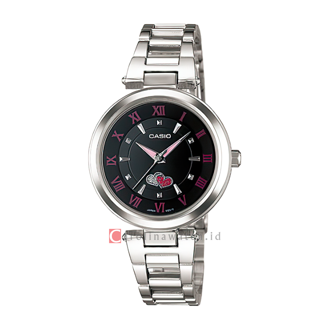 Jam Tangan Casio General LTP-1322D-1A Women Black Dial Stainless Steel Band