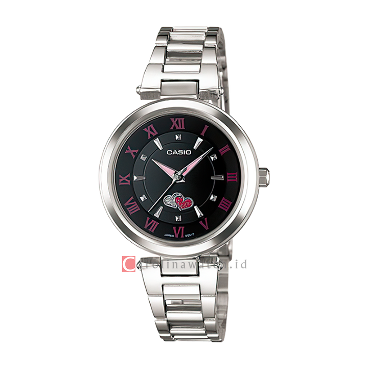 Jam Tangan Casio General LTP-1322D-1A Women Black Dial Stainless Steel Band