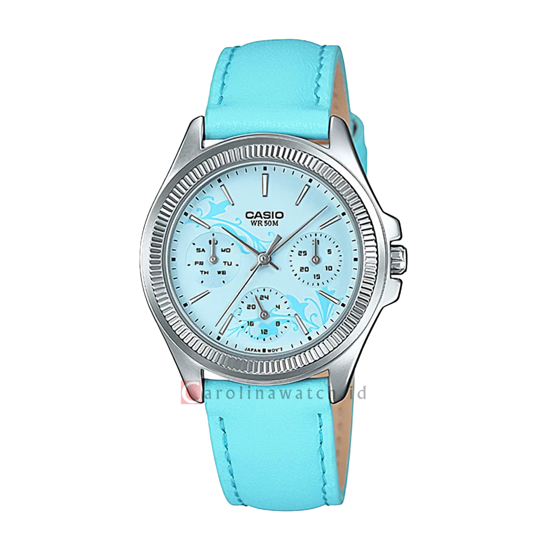 Jam Tangan Casio General LTP-2088L-2A Women Turquoise Blue Dial Turquoise Blue Leather Band