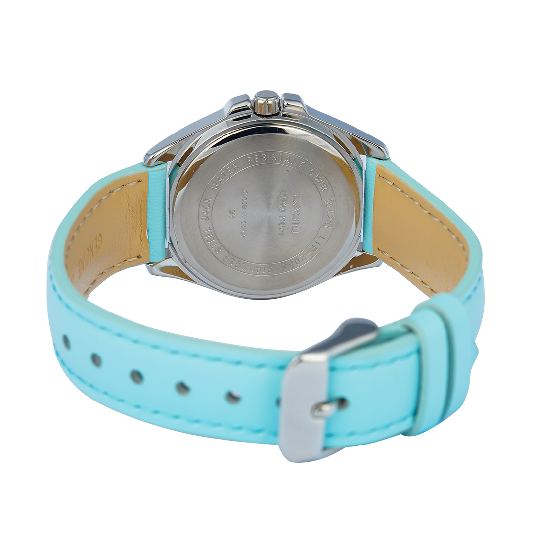 Jam Tangan Casio General LTP-2088L-2A Women Turquoise Blue Dial Turquoise Blue Leather Band
