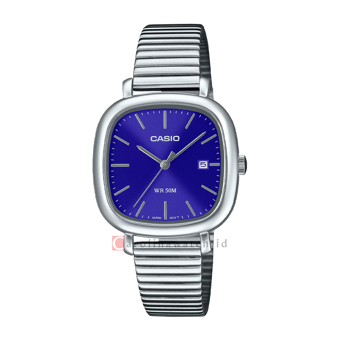 Jam Tangan Casio Standard LTP-B166D-2A Women Purple Dial Stainless Steel Band