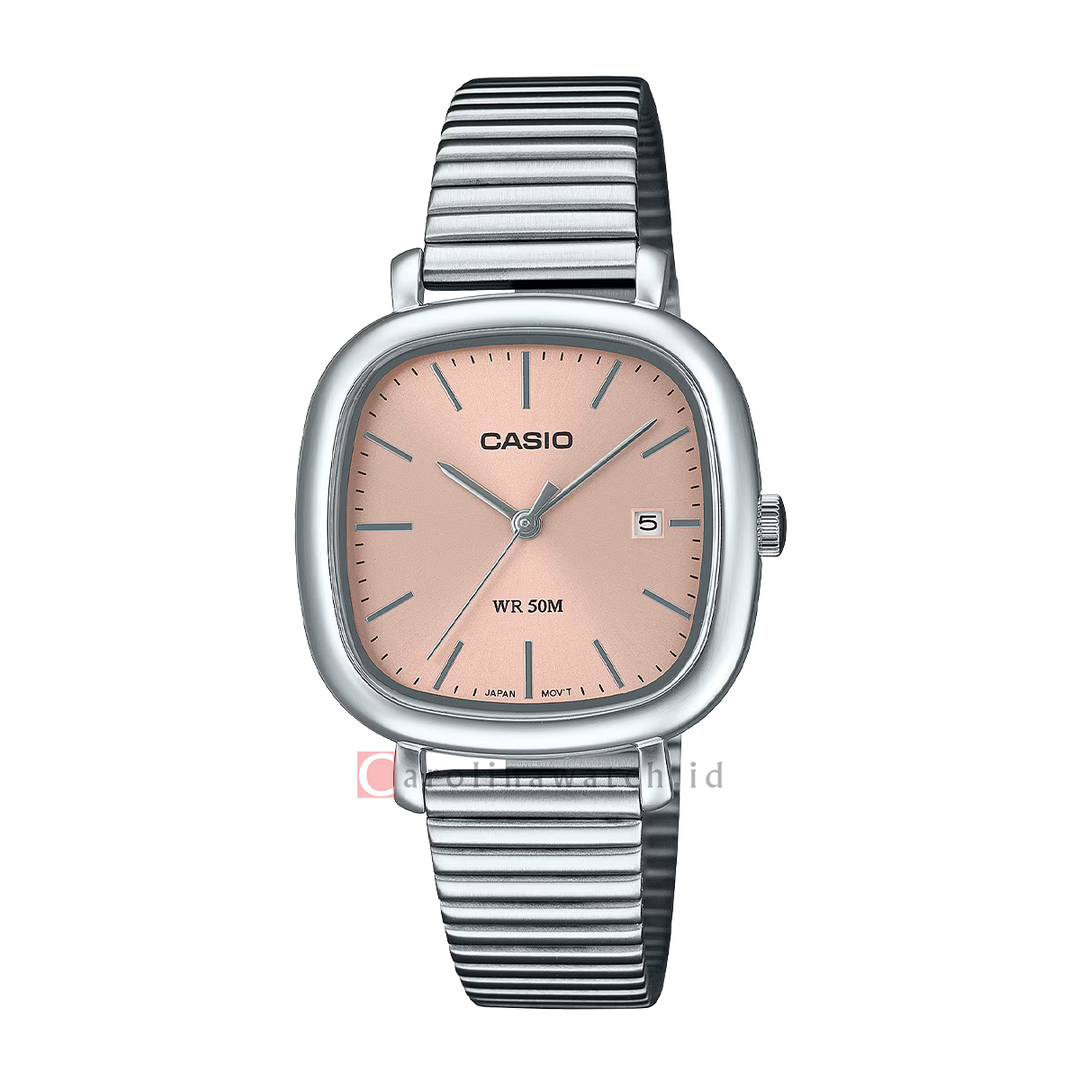 Jam Tangan Casio Standard LTP-B166D-4A Women Pink Dial Stainless Steel Band