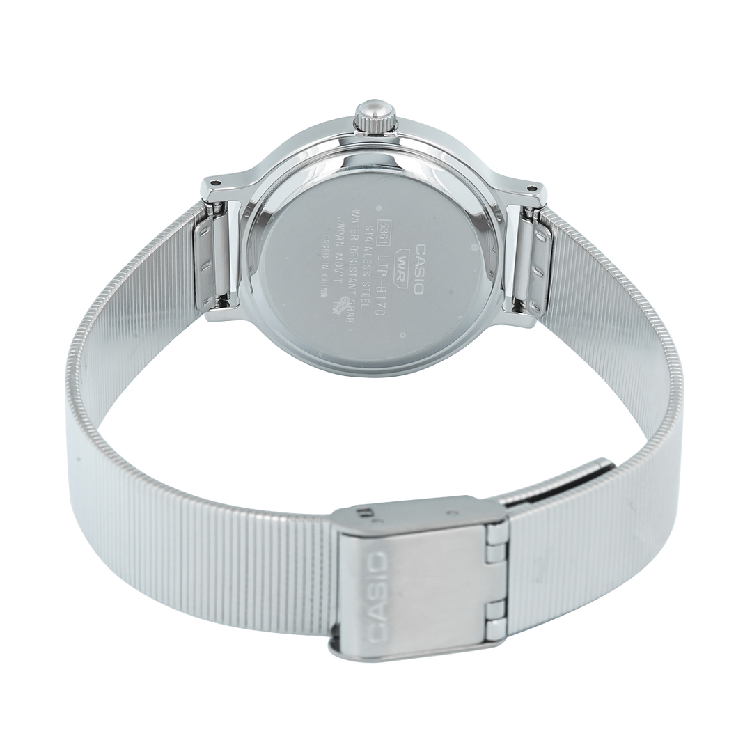 Jam Tangan Casio Standard LTP-B170D-7B Women Silver Dial Stainless Steel Band