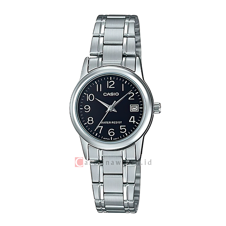 Jam Tangan Casio General LTP-V002D-1B Women Black Dial Stainless Steel Band