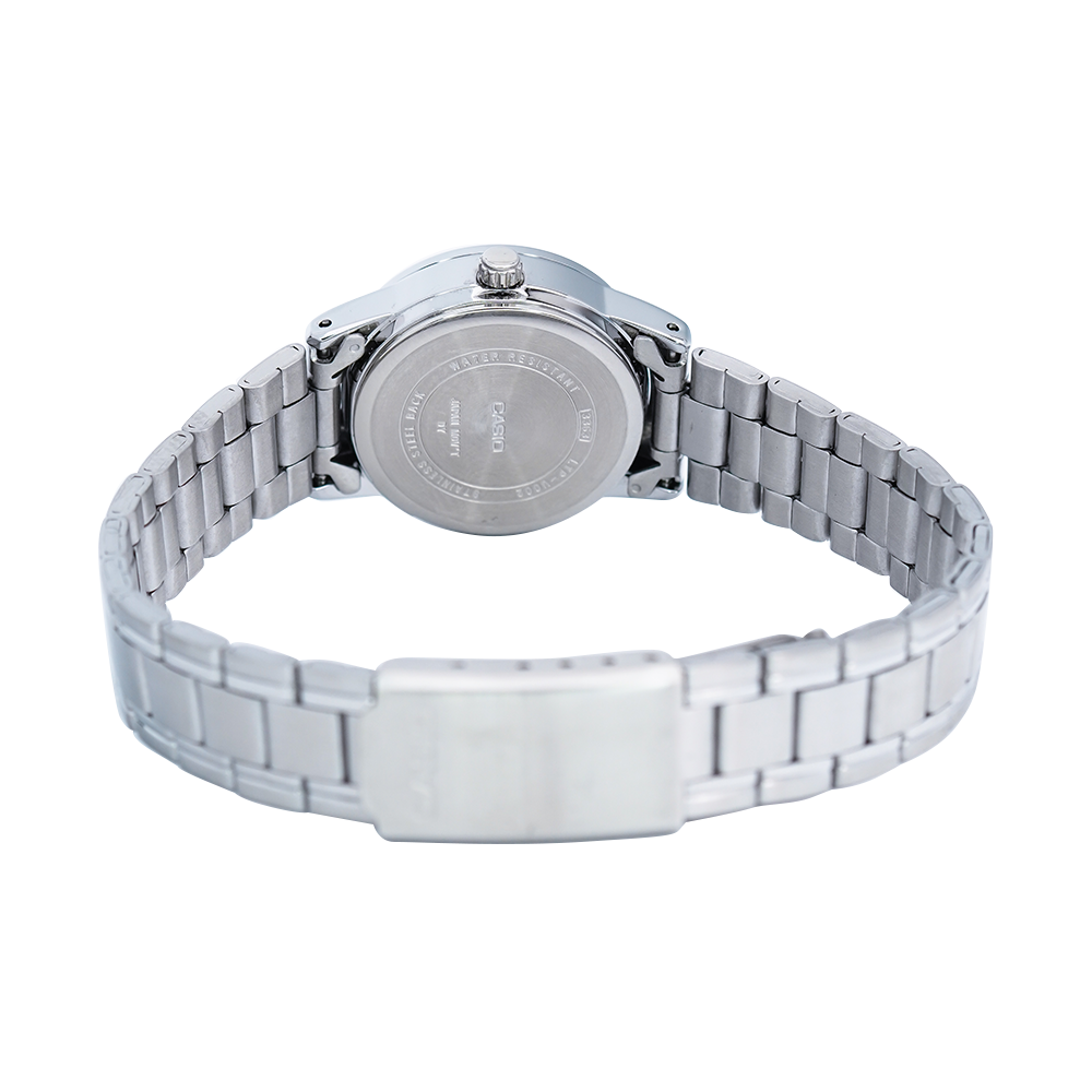 Jam Tangan Casio General LTP-V002D-1B Women Black Dial Stainless Steel Band