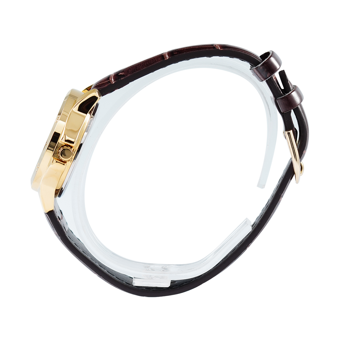 Jam Tangan Casio General LTP-V004GL-9A Women Silver Dial Brown Leather Band