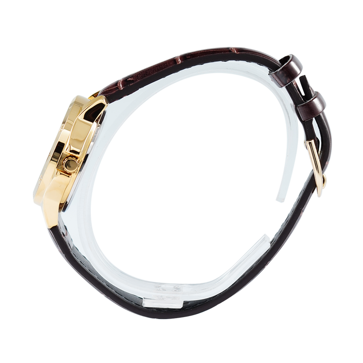 Jam Tangan Casio General LTP-V004GL-9A Women Silver Dial Brown Leather Band