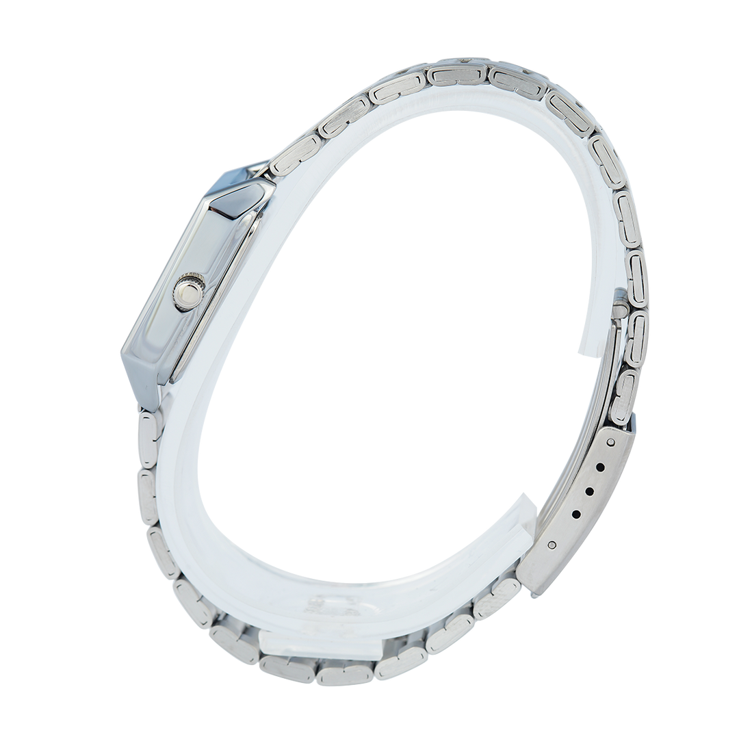 Jam Tangan Casio General LTP-V007D-1B Tank Women Black Dial Stainless Steel Band