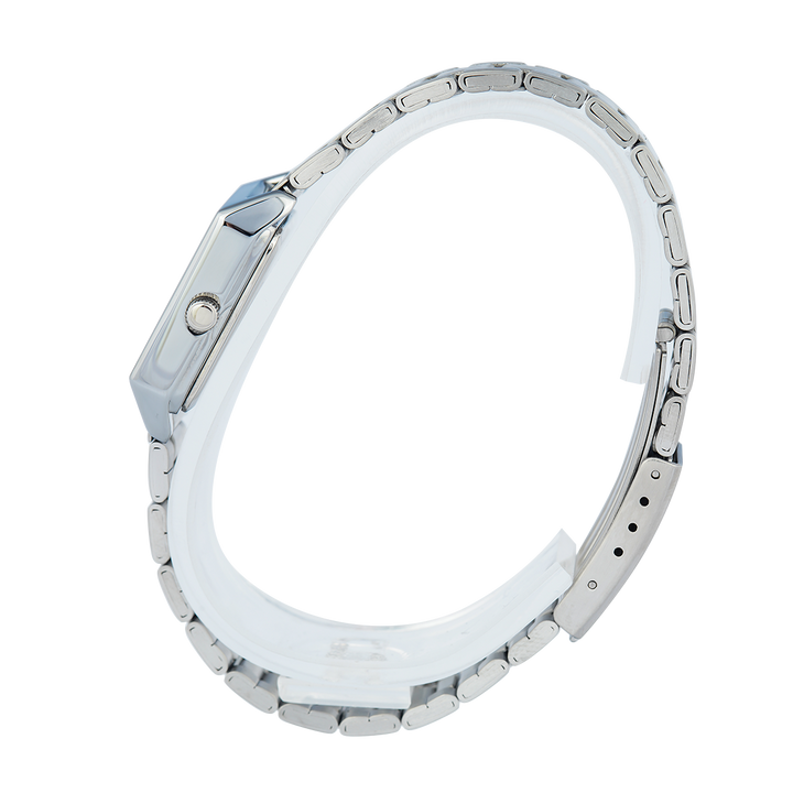 Jam Tangan Casio General LTP-V007D-1B Tank Women Black Dial Stainless Steel Band