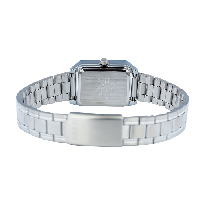 Jam Tangan Casio General LTP-V007D-1B Tank Women Black Dial Stainless Steel Band