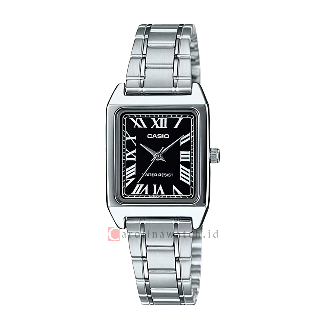 Jam Tangan Casio General LTP-V007D-1B Tank Women Black Dial Stainless Steel Band