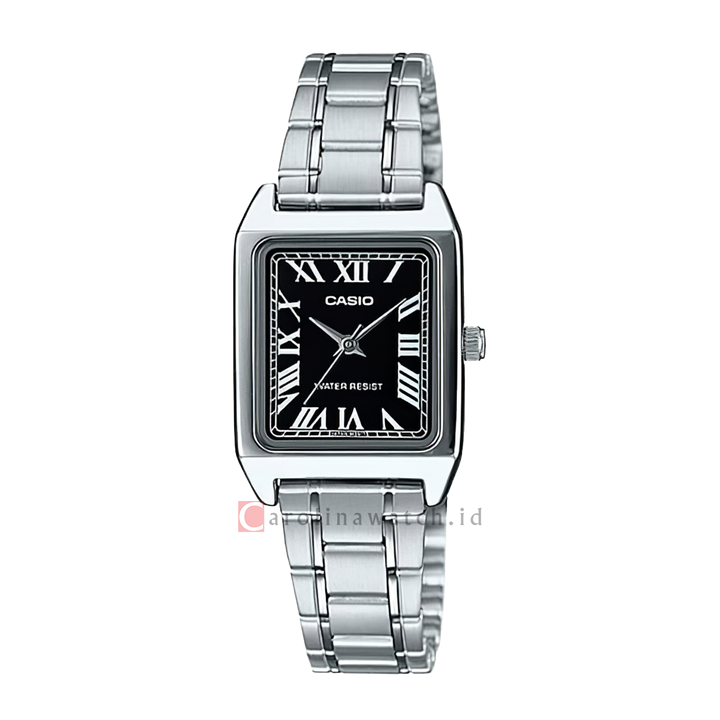 Jam Tangan Casio General LTP-V007D-1B Tank Women Black Dial Stainless Steel Band