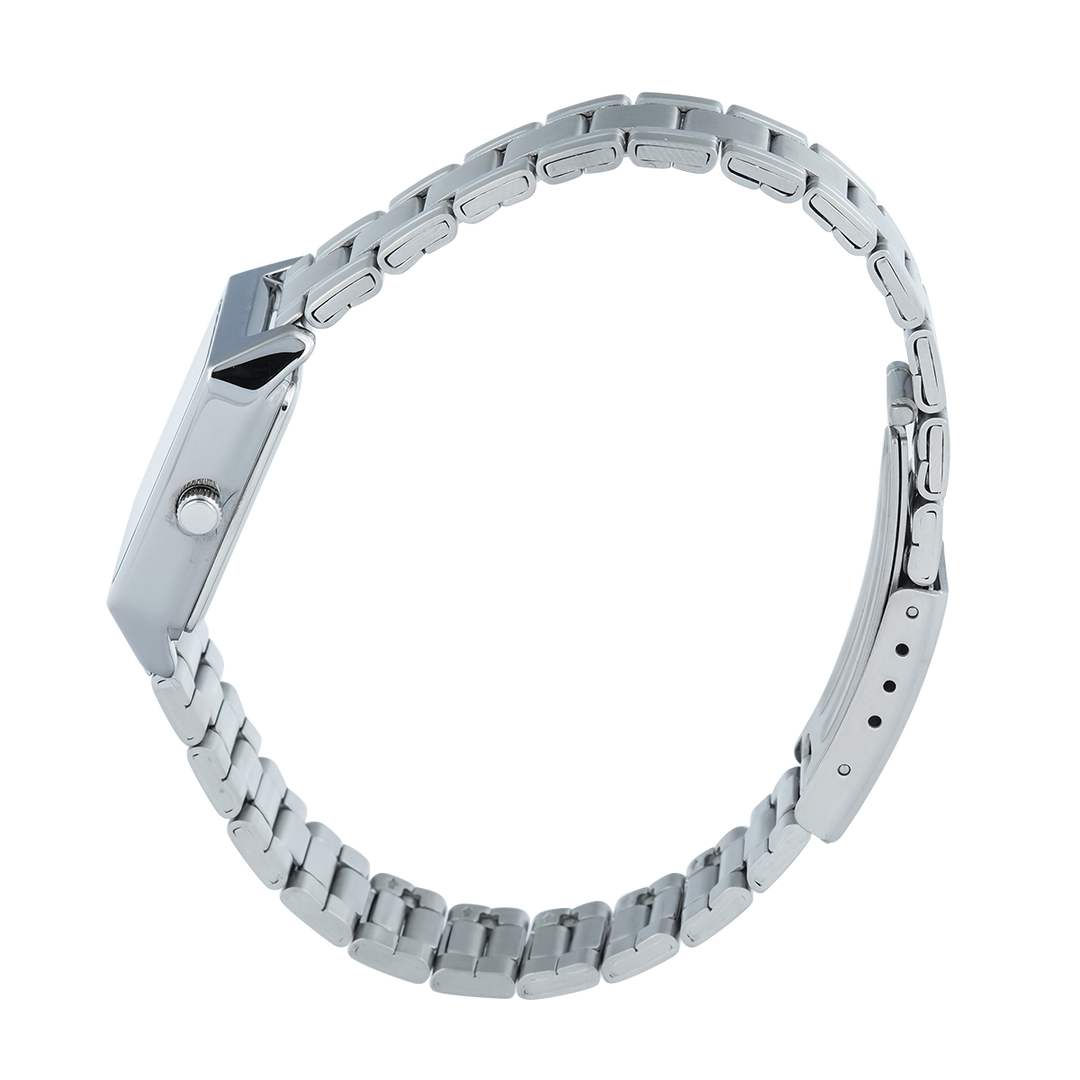 Jam Tangan Casio LTP-V007D-1E Tank Women Black Dial Stainless Steel band